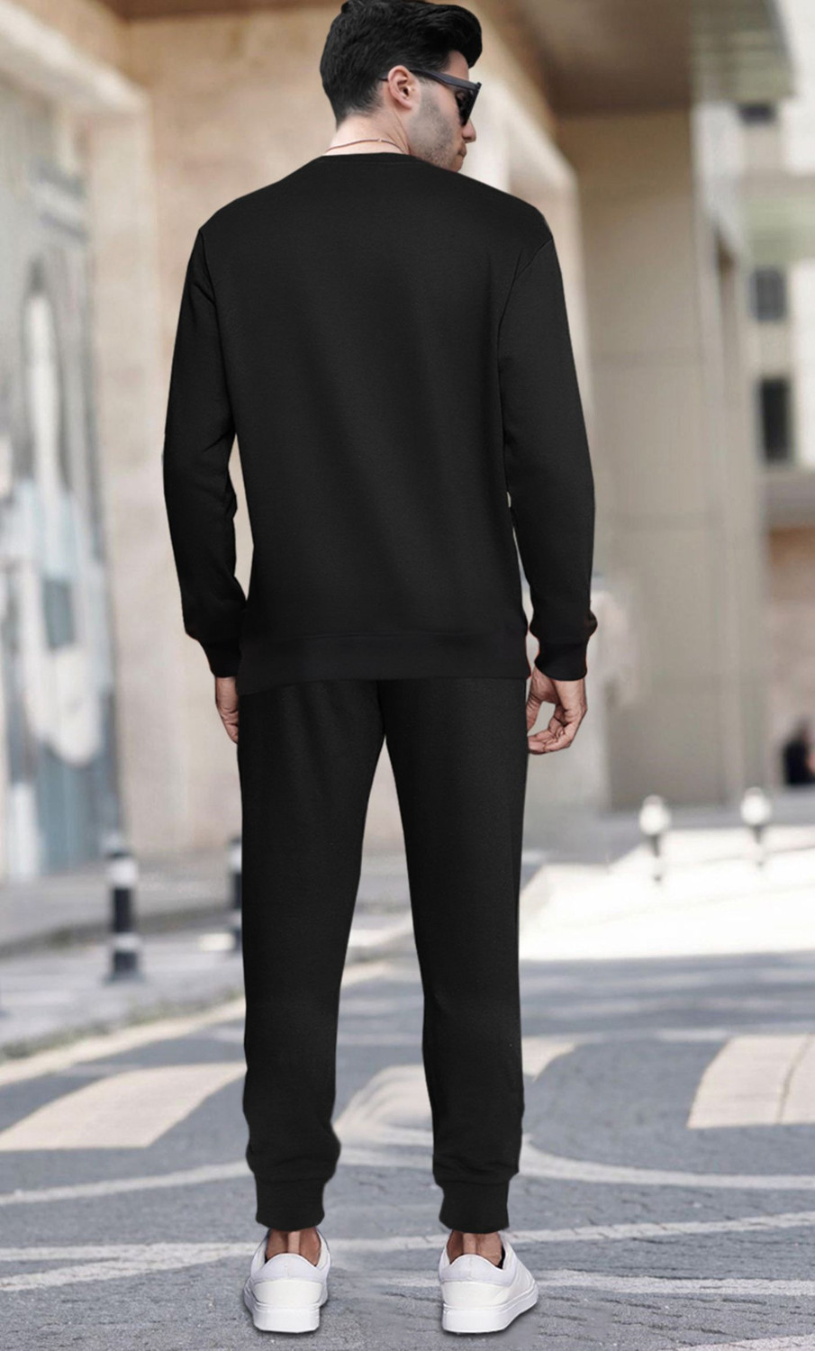Image of BLIVE Men Solid Black Night Suit Set