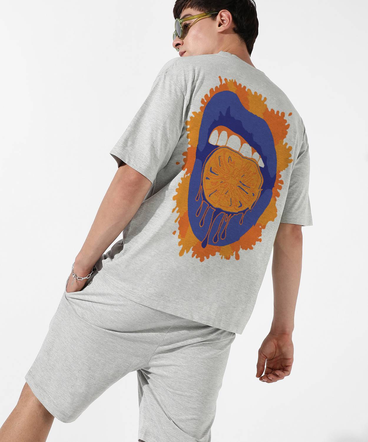 CAHOOT Men Printed Grey Night Suit Set