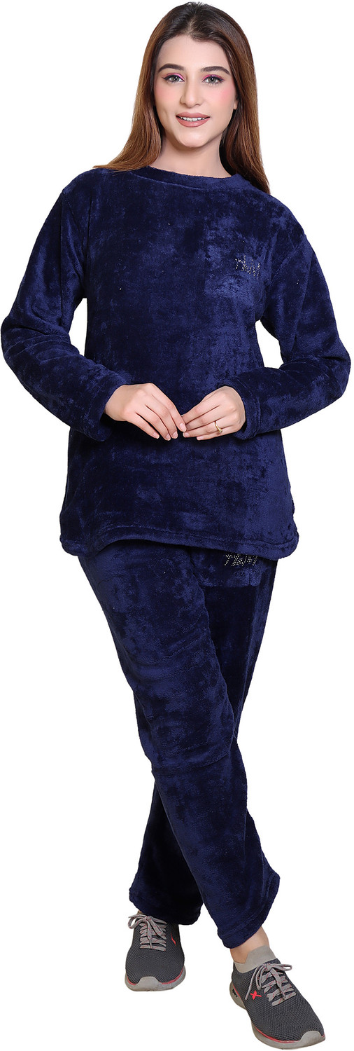 Image of RG BY SS CLOTHING Women Solid Blue Top & Pyjama Set