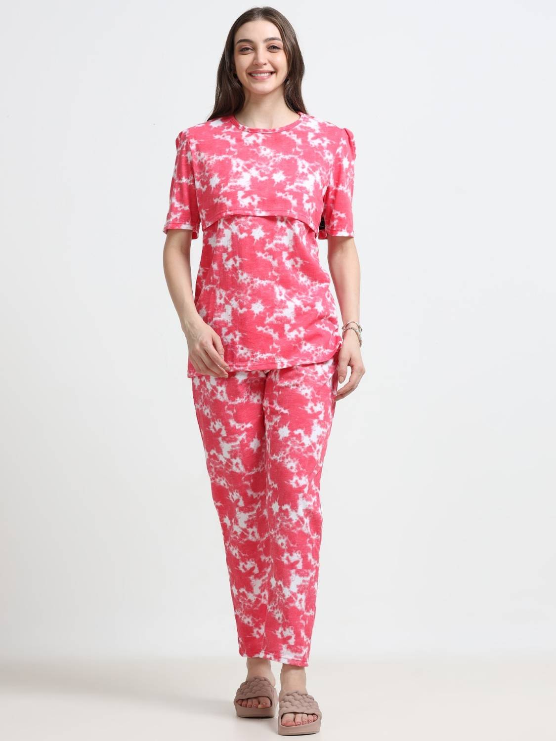 BARBET Women Printed Multicolor Top & Pyjama Set
