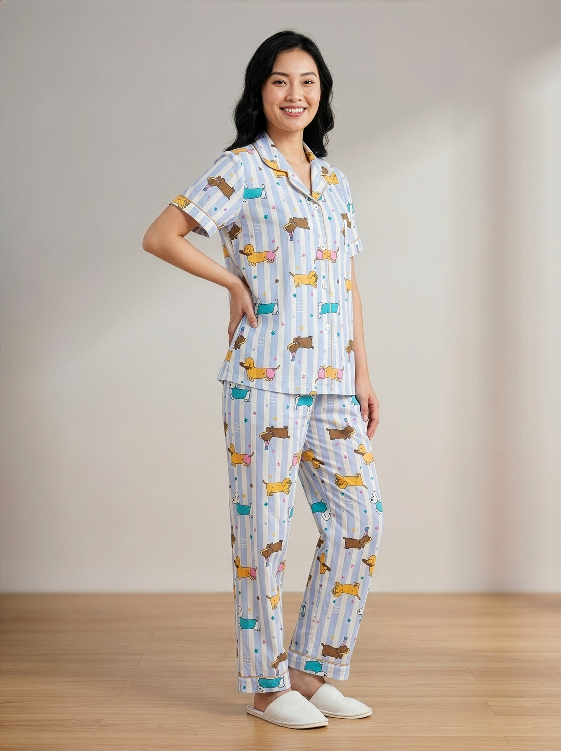 Image of Lugo Women Printed Multicolor Night Suit Set