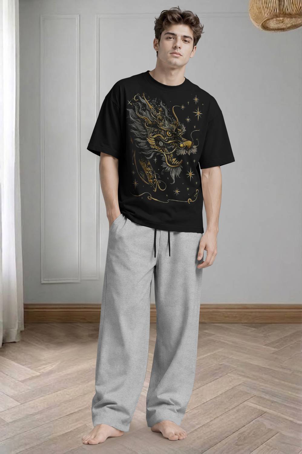 MADBROS Men Black, Grey Night Suit Set - Image 3
