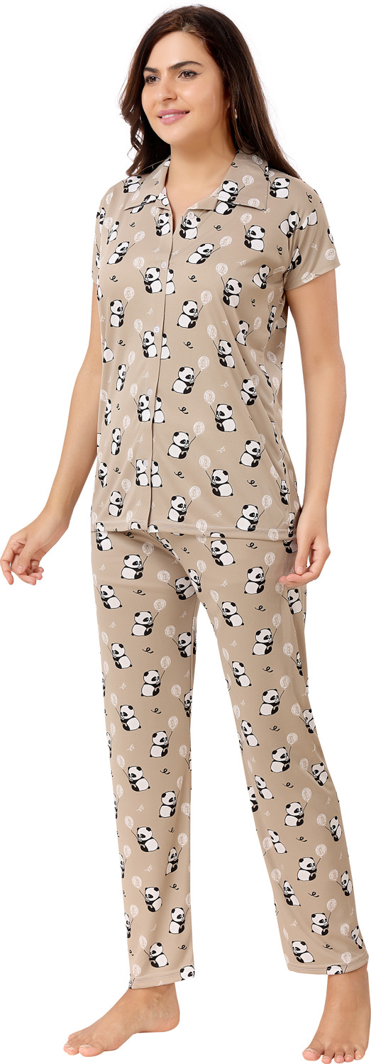 Image of Trade Zone Women Animal Print Multicolor Top & Pyjama Set