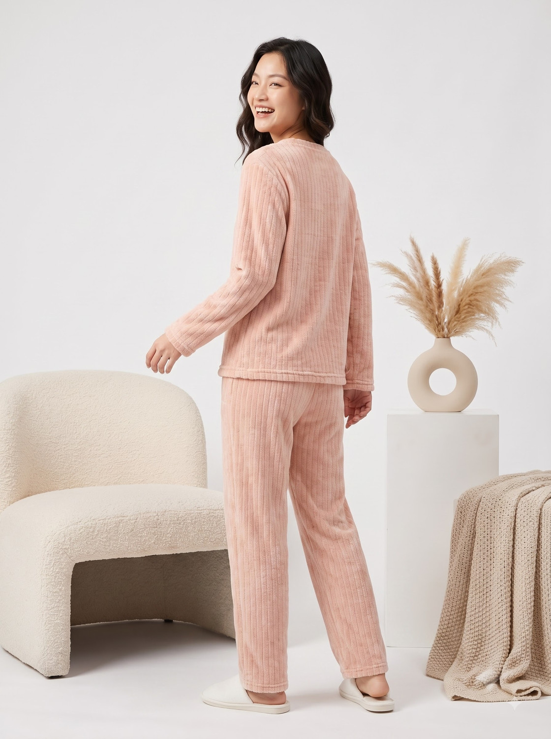 Image of Lugo Women Self Design Pink Night Suit Set