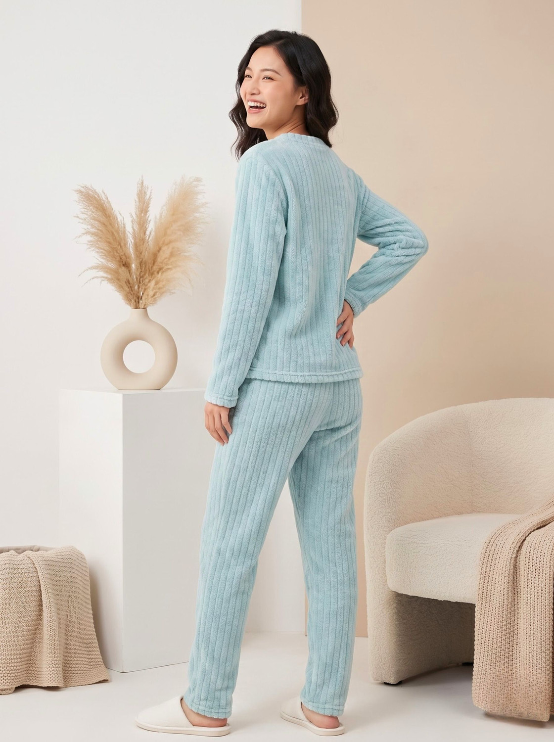 Image of Lugo Women Self Design Blue Night Suit Set