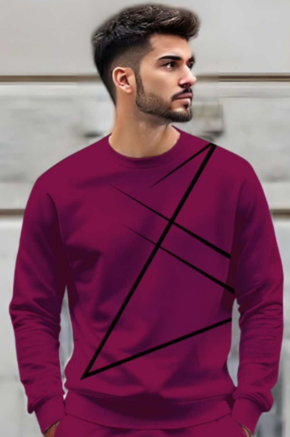 Image of Triptee Men Abstract Maroon Night Suit Set