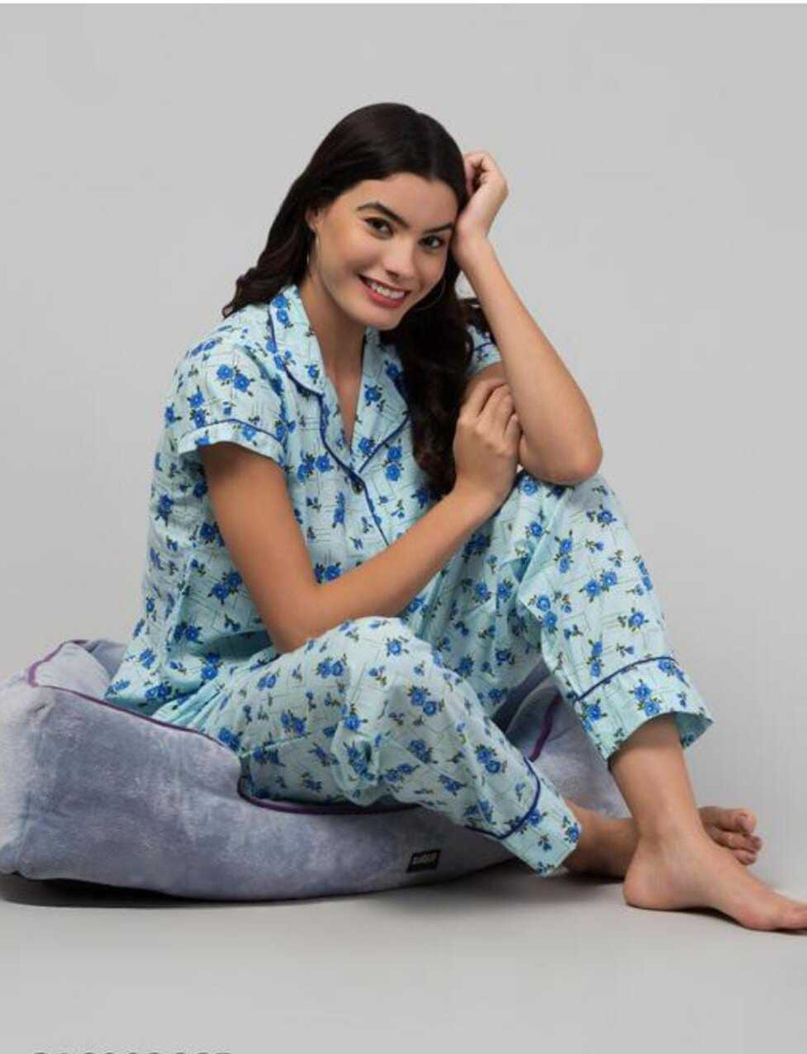 Image of CROWN KING GARMENTS Women Printed Multicolor Shirt & Pyjama set