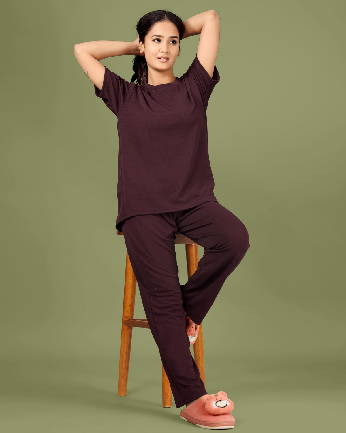 Image of SAKARMAA Women Solid Purple Top & Pyjama Set