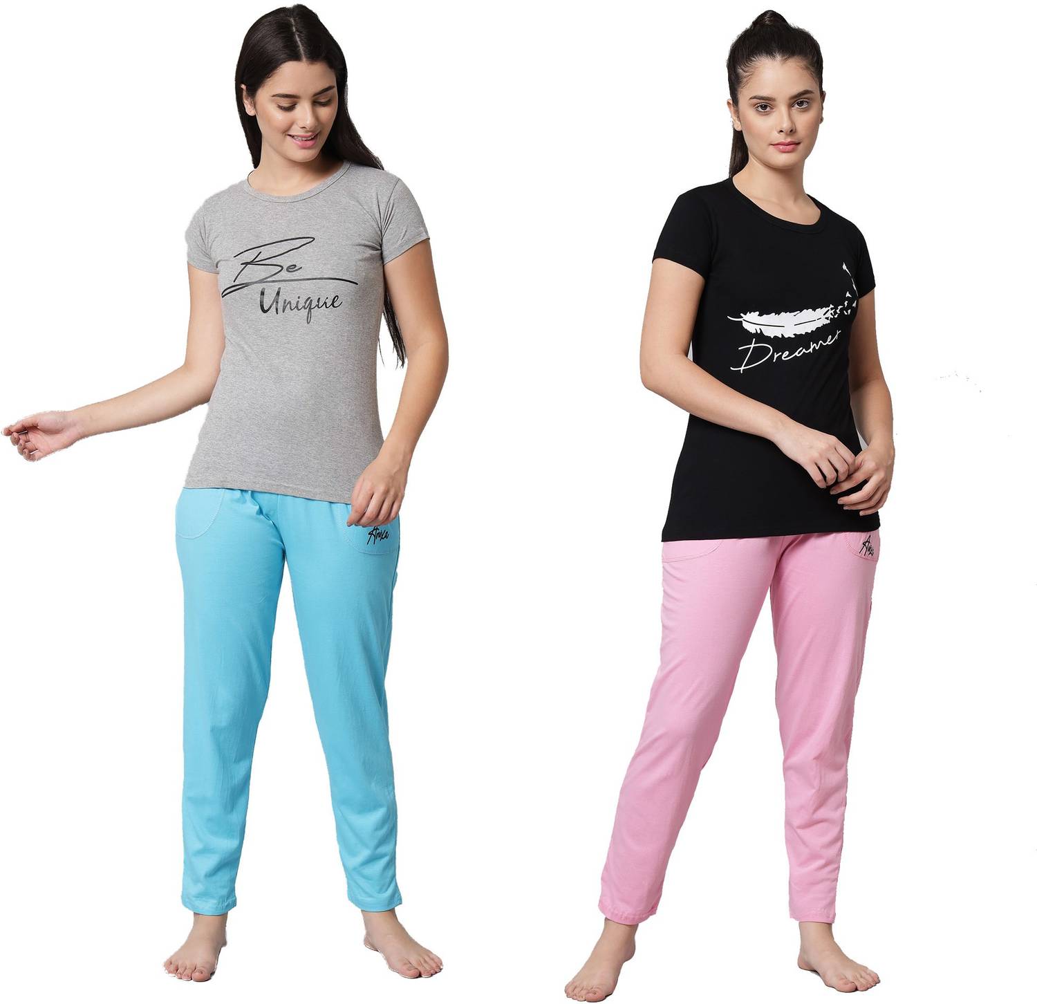 ANIXA Women Printed Multicolor Top & Pyjama Set