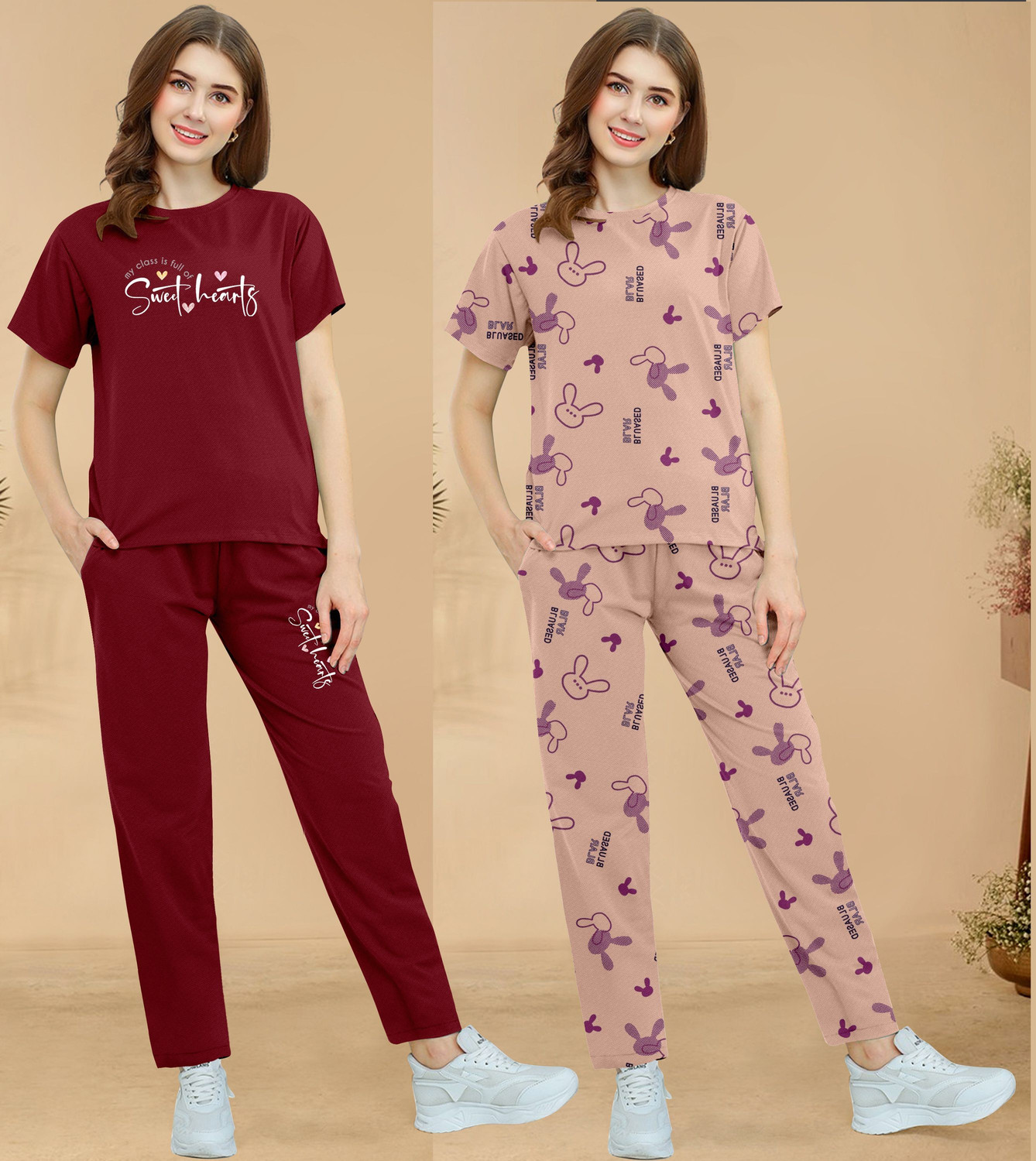 Image of BelleBird Women Printed Multicolor Top & Pyjama Set