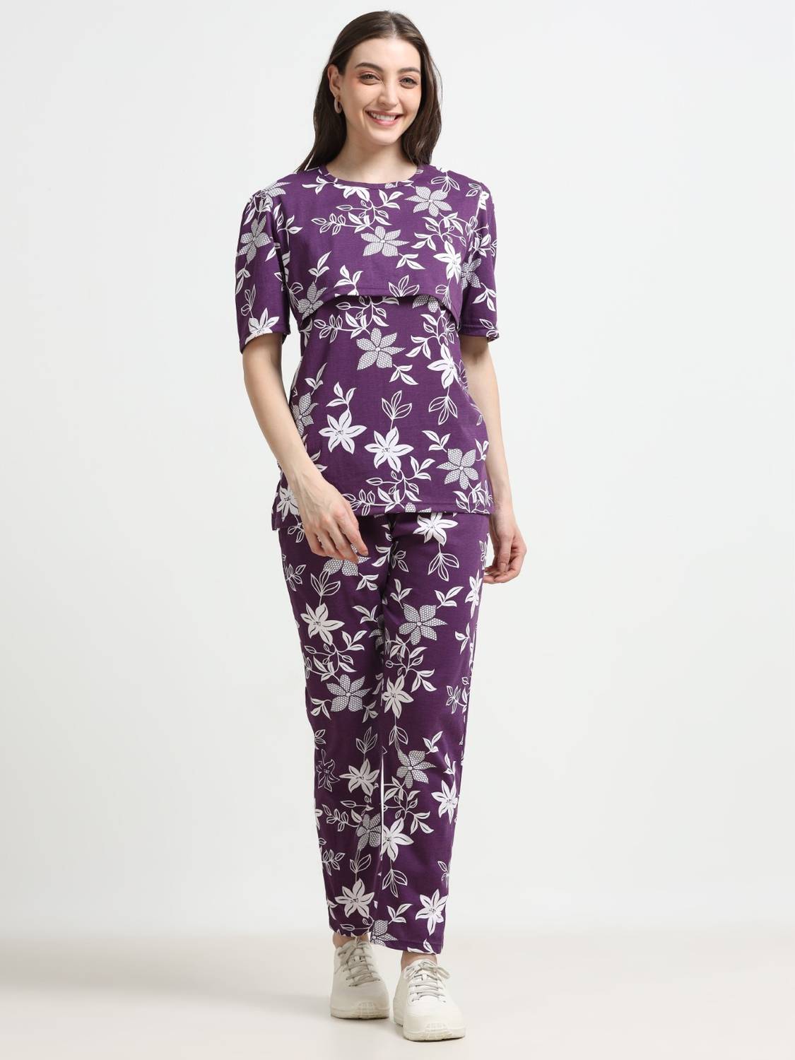 BARBET Women Floral Print Multicolor Top & Pyjama Set