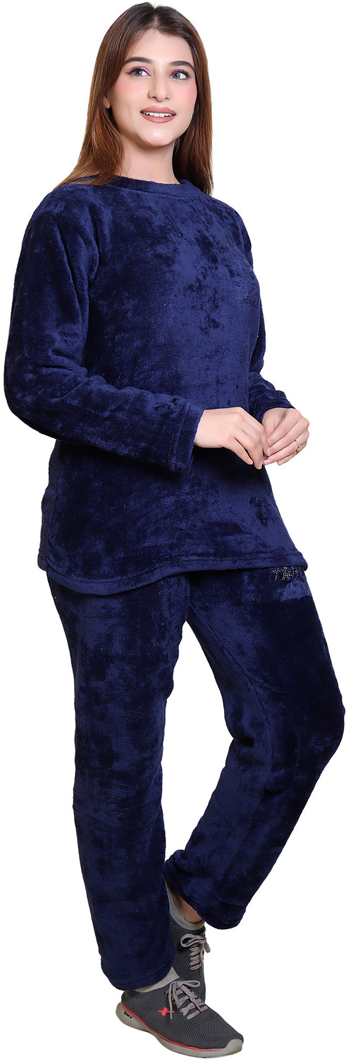 Image of RG BY SS CLOTHING Women Solid Blue Top & Pyjama Set