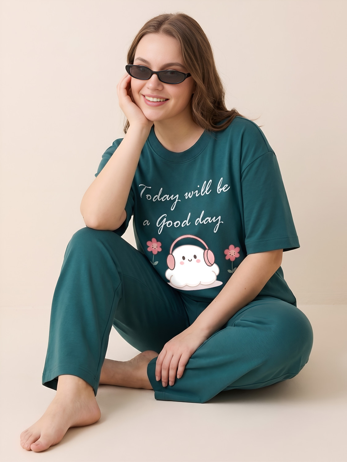 Image of My Swag Women Top & Pyjama Set Multicolor Printed