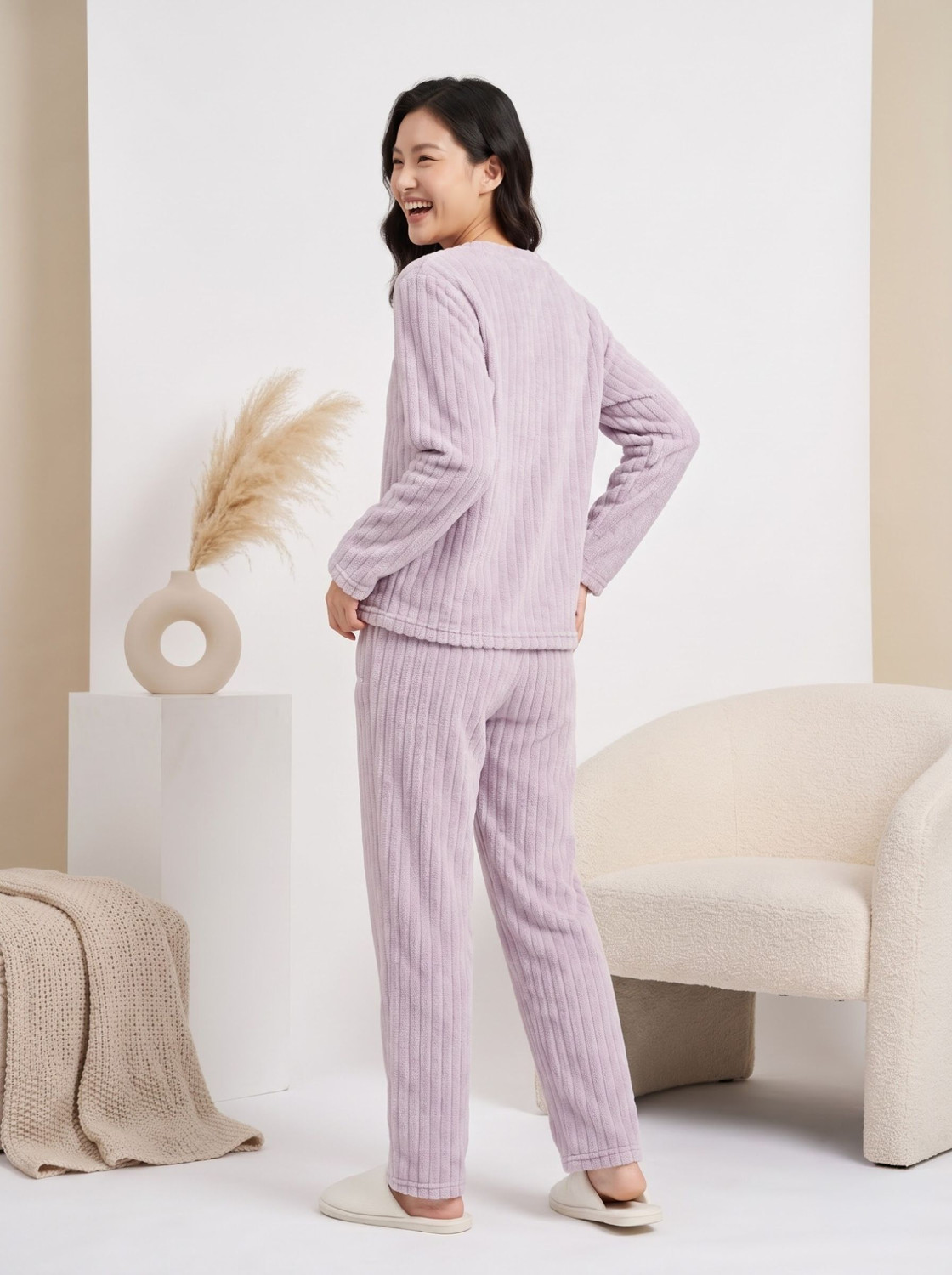 Image of Lugo Women Self Design Purple Night Suit Set