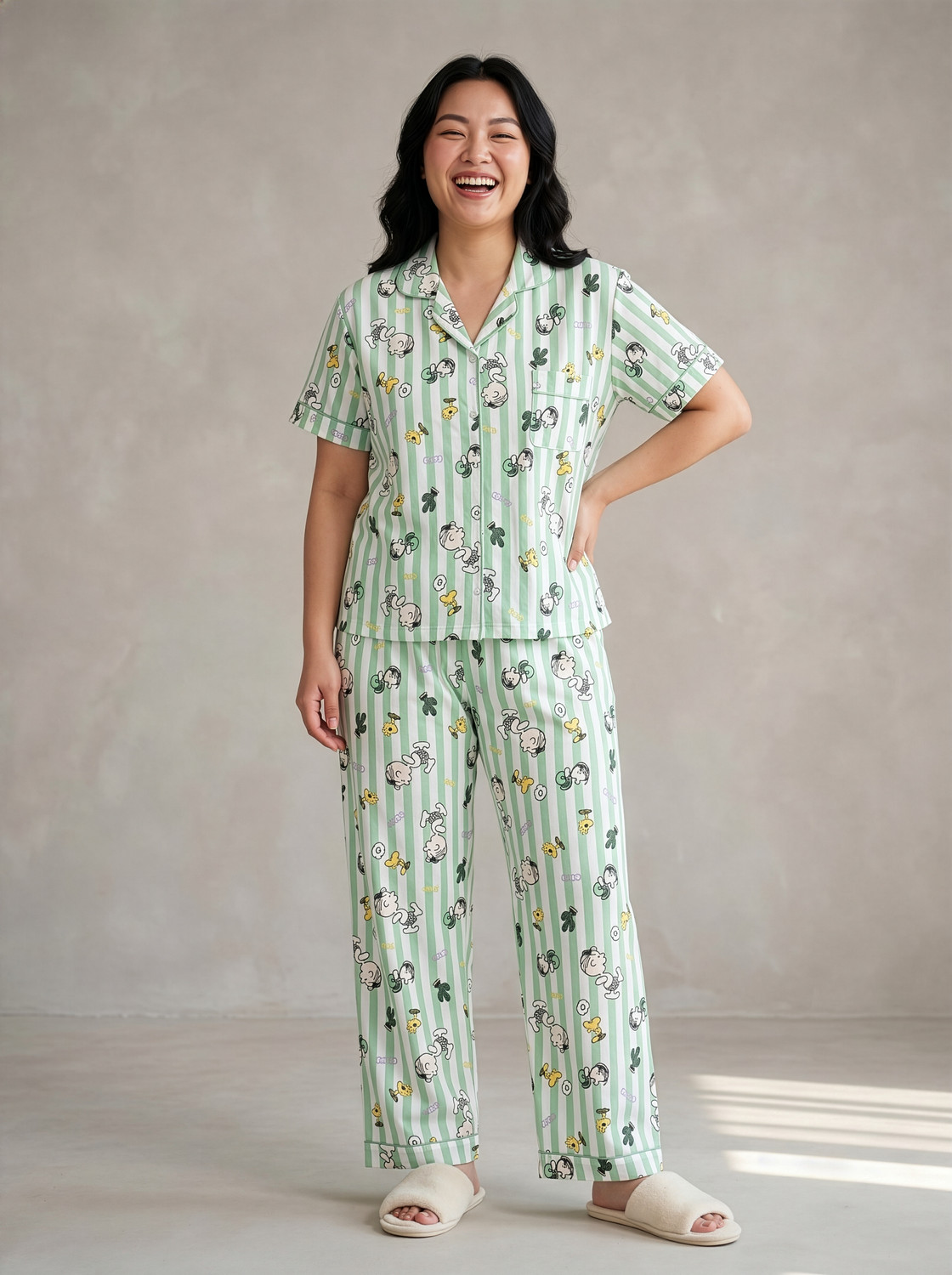 Image of Lugo Women Printed Green Night Suit Set