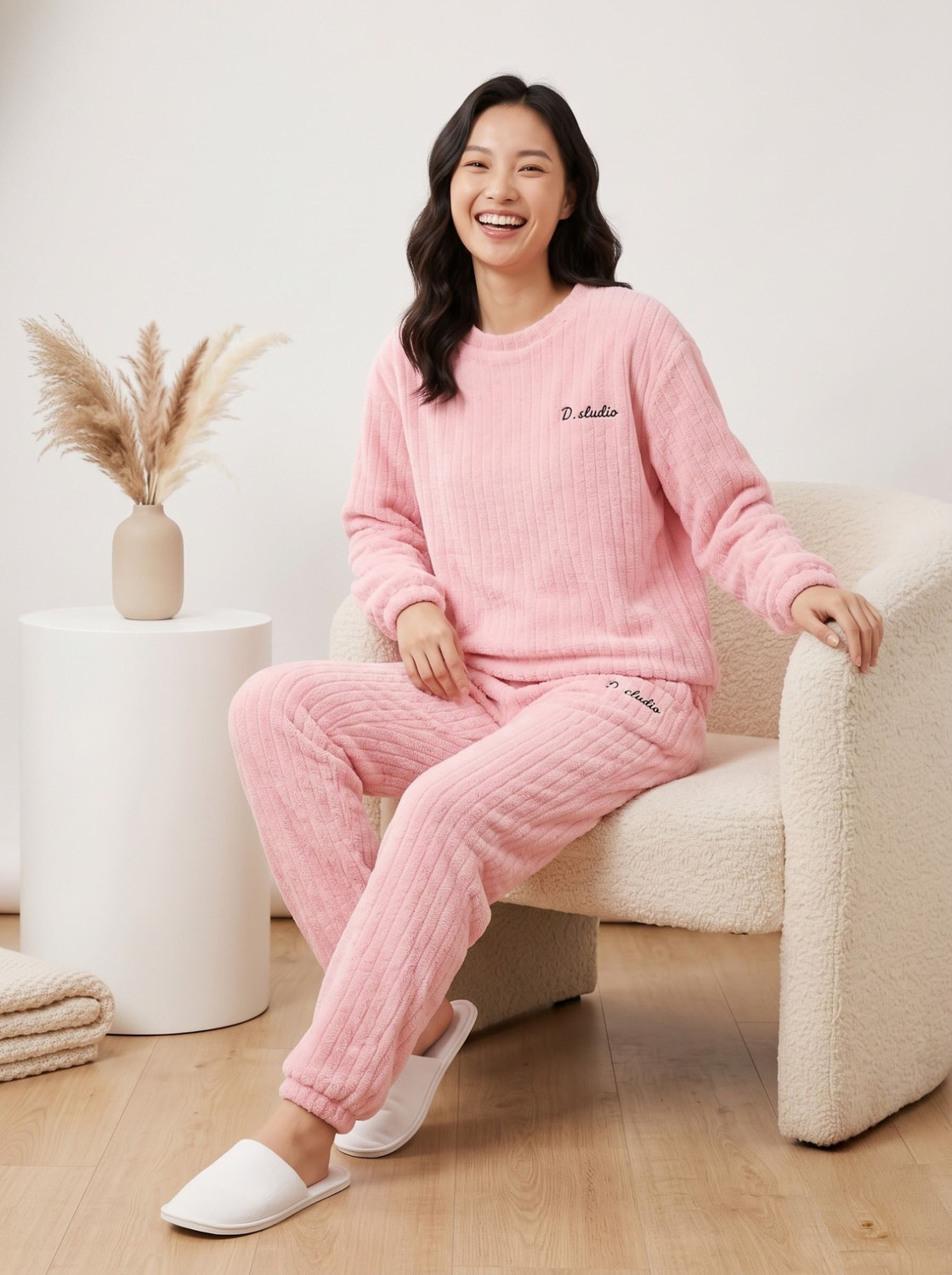 Image of Lugo Women Self Design Pink Night Suit Set