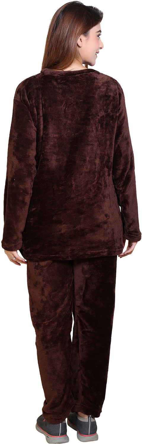 Image of RG BY SS CLOTHING Women Solid Brown Top & Pyjama Set
