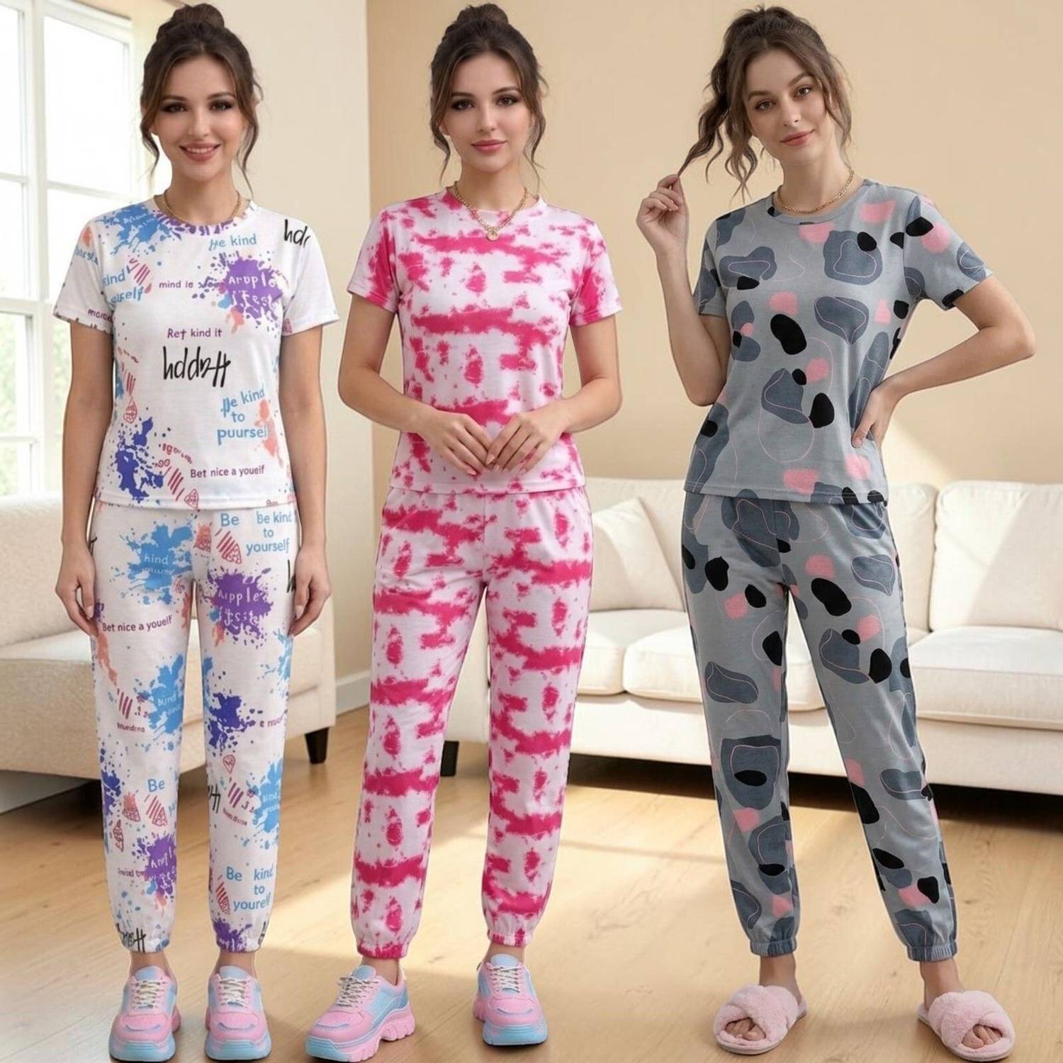 Avictor Women Printed Multicolor Night Suit Set