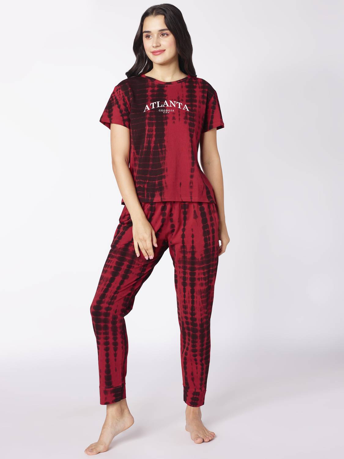 Beebelle Women Printed Red Top & Pyjama Set