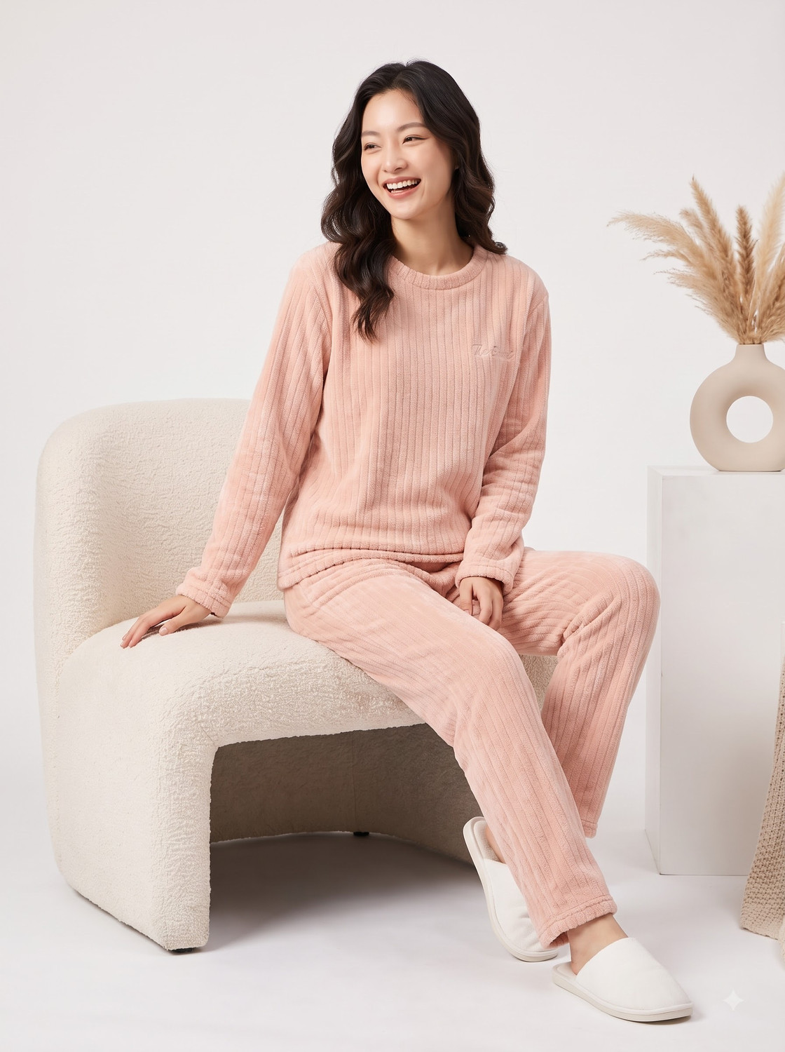 Image of Lugo Women Self Design Pink Night Suit Set