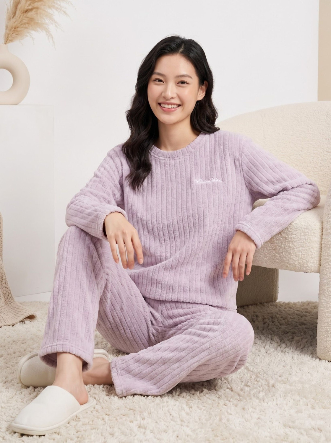 Image of Lugo Women Self Design Purple Night Suit Set