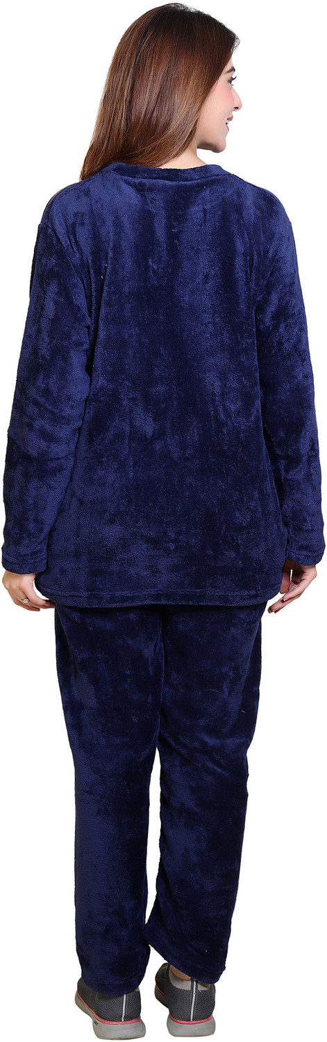 Image of RG BY SS CLOTHING Women Solid Blue Top & Pyjama Set