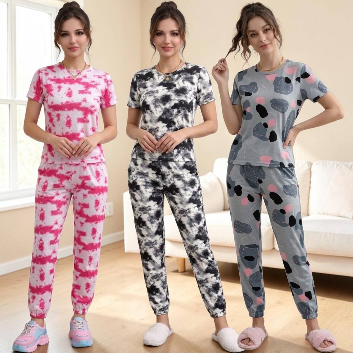 ADIXUS Women Printed Multicolor Night Suit Set