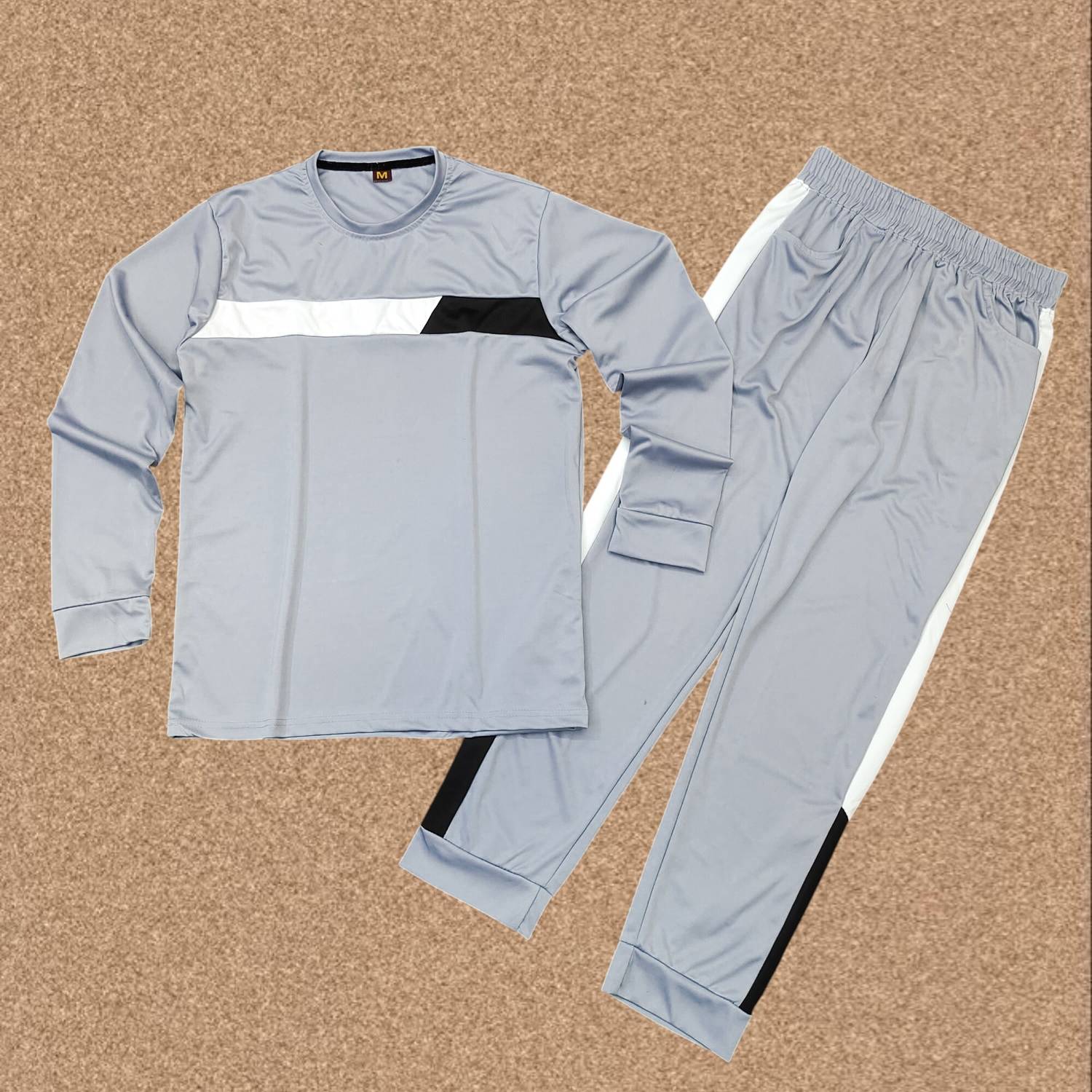 BajrangFashion Men Striped Grey Night Suit Set