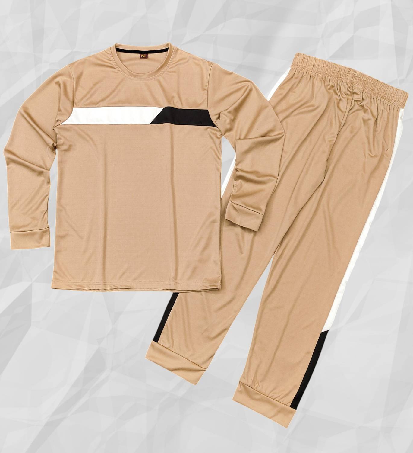 BajrangFashion Men Solid, Striped Beige Night Suit Set