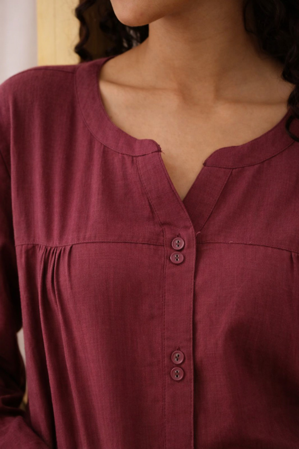 Image of ABHIJEETGARMENT Women Solid, Printed Maroon Top & Pyjama Set