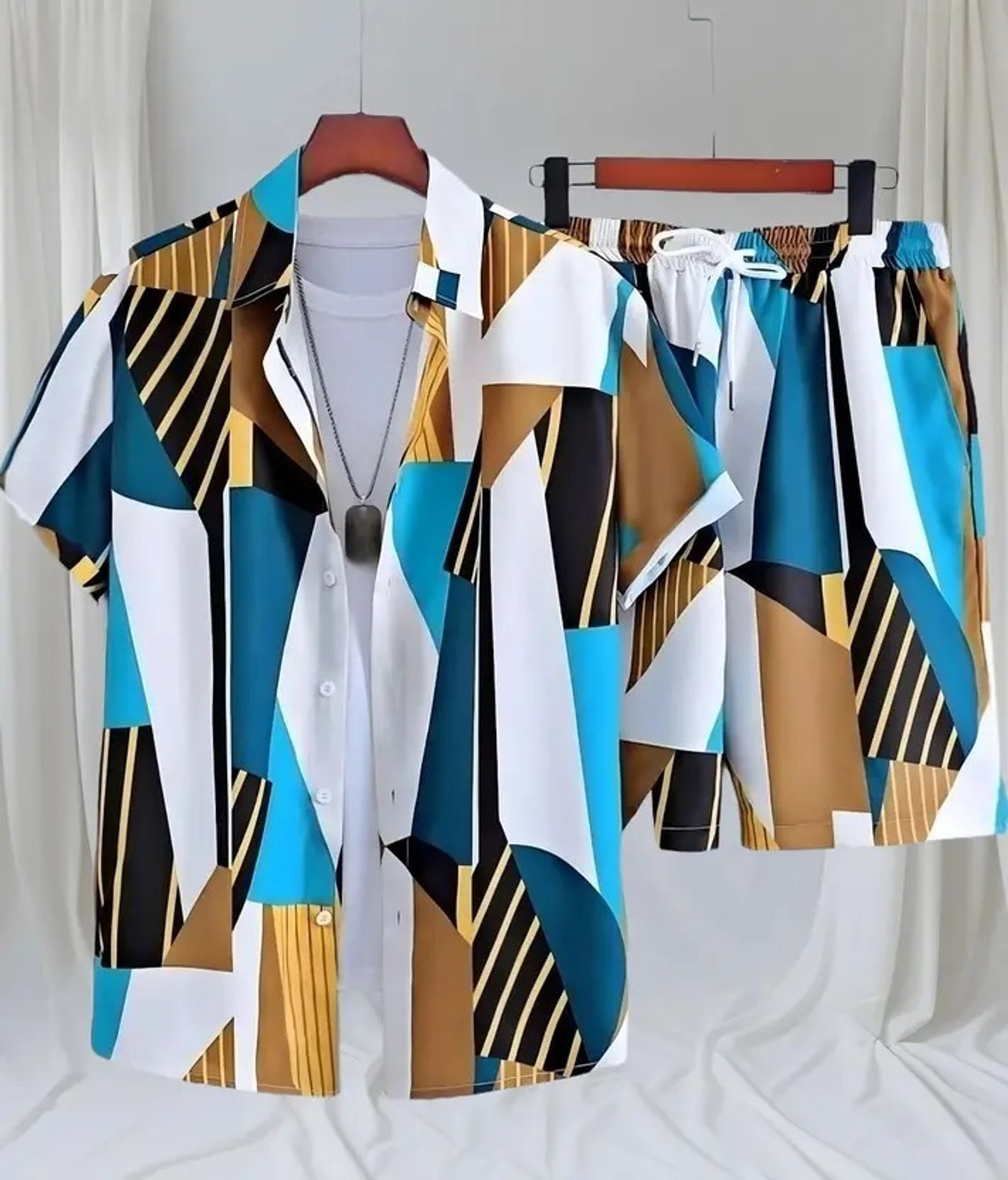 Image of Dream Crushers Men Printed Multicolor Night Suit Set