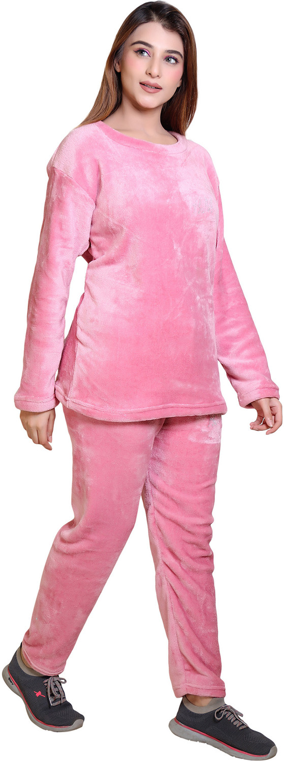Image of RG BY SS CLOTHING Women Solid Pink Top & Pyjama Set