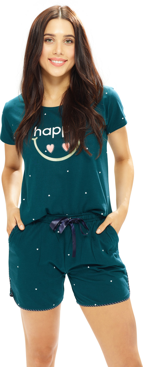 Image of LOTIK Women Printed Green Top & Shorts Set