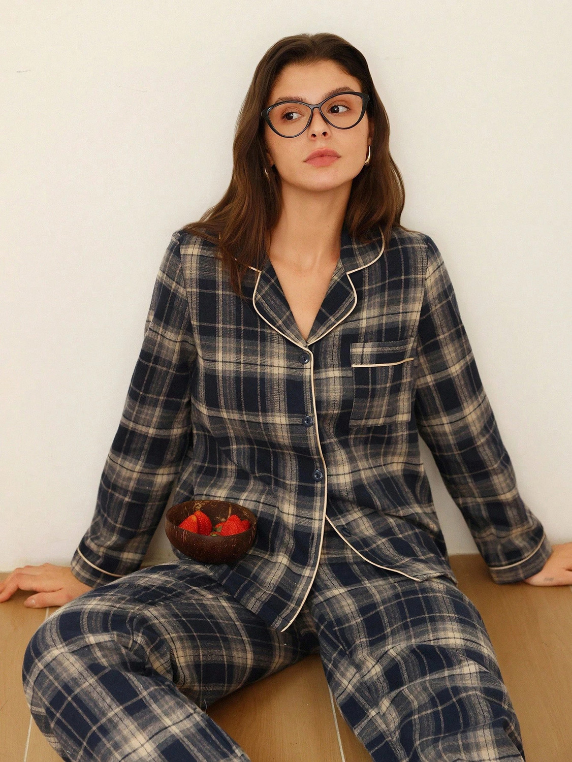 Image of PAGHDAL BROTHERS Women Checkered Multicolor Shirt & Pyjama set