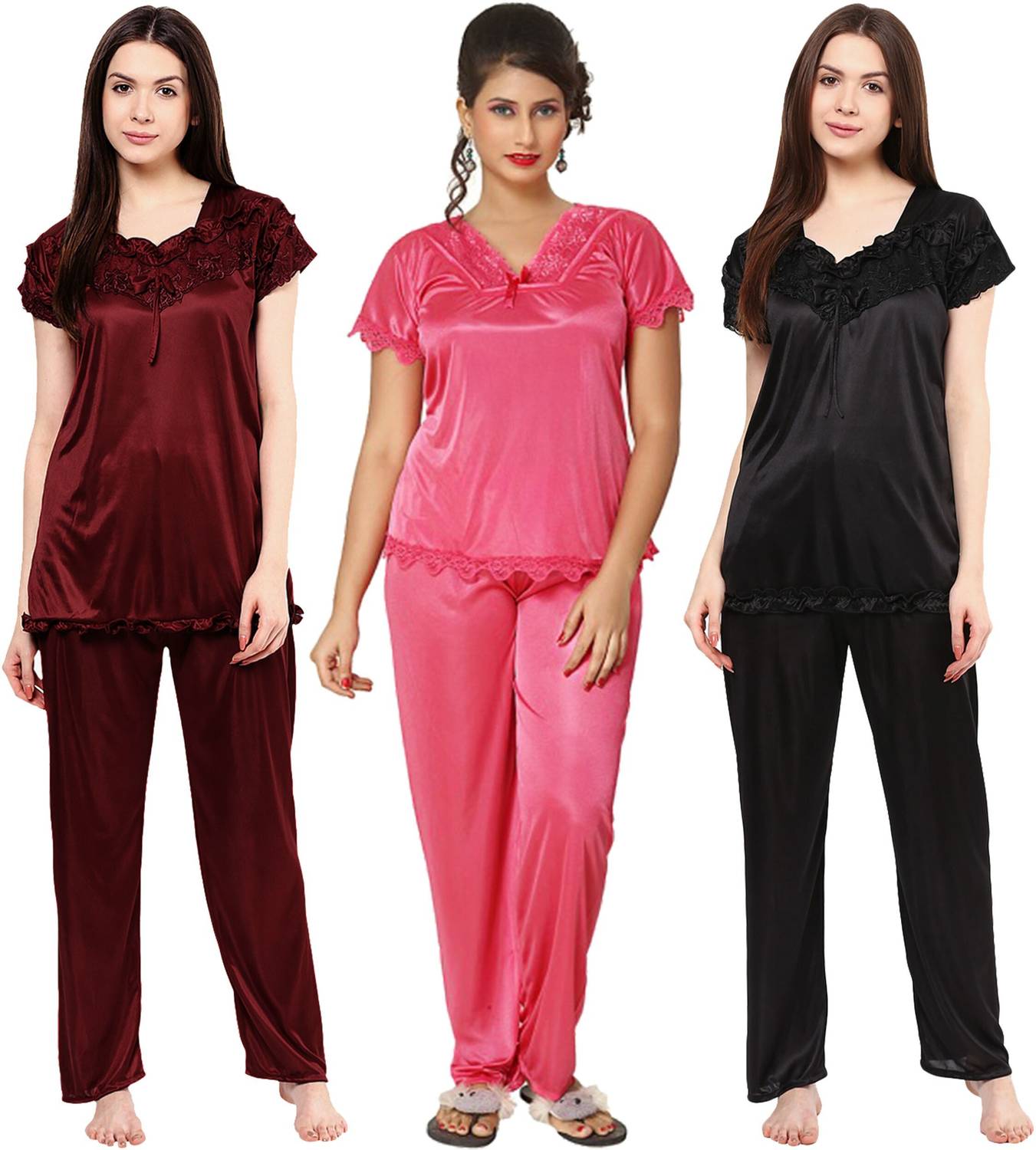 Boosah Women Solid Multicolor Top & Pyjama Set