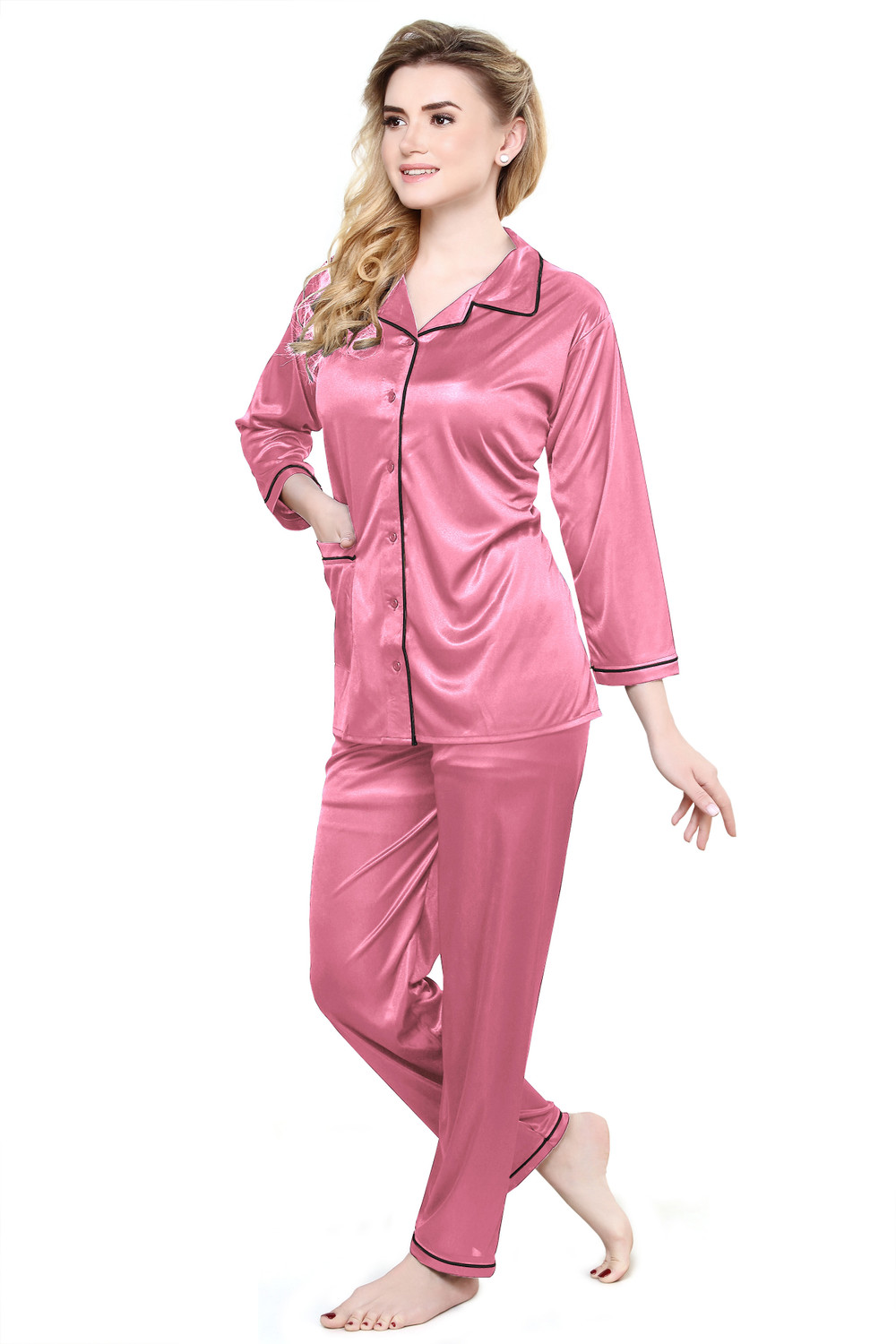 Image of TIGYWIGY Women Solid Multicolor Night Suit Set