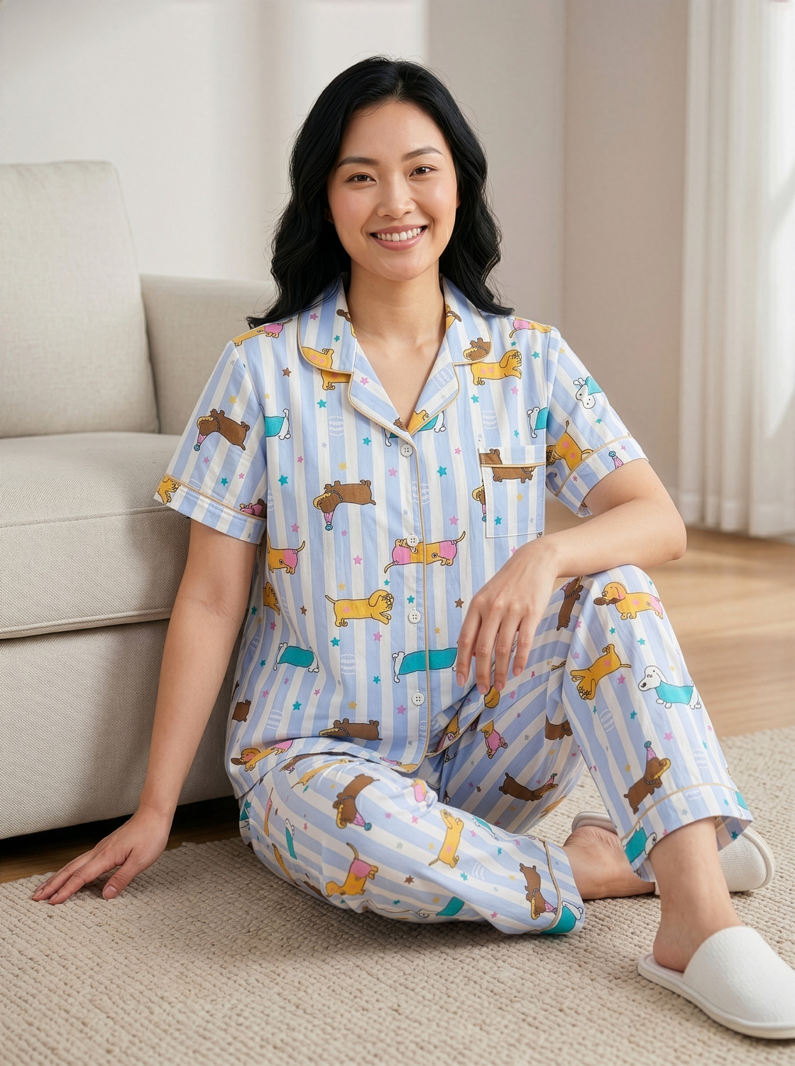 Image of Lugo Women Printed Multicolor Night Suit Set