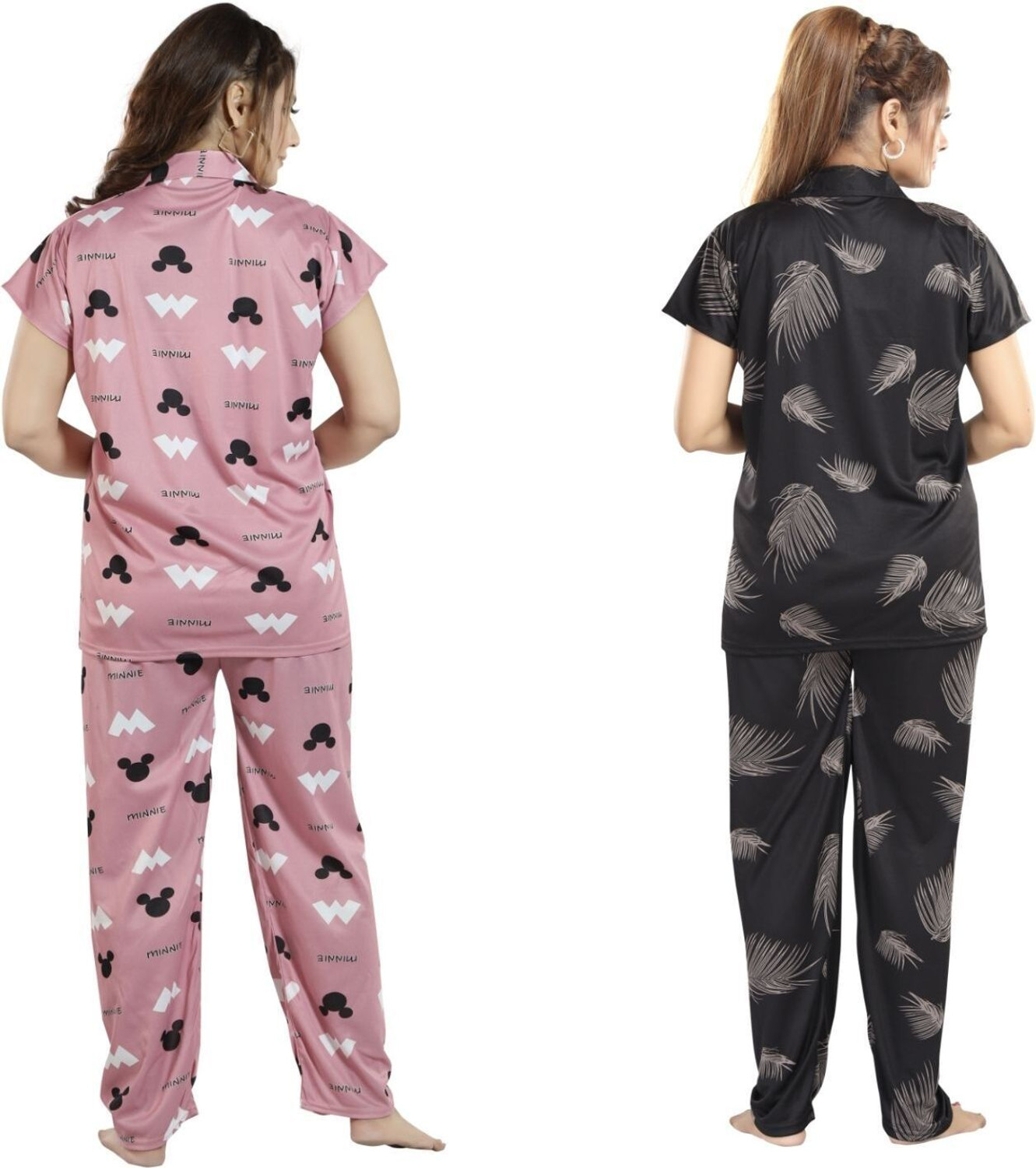 Image of Trade Zone Women Printed Grey Night Suit Set