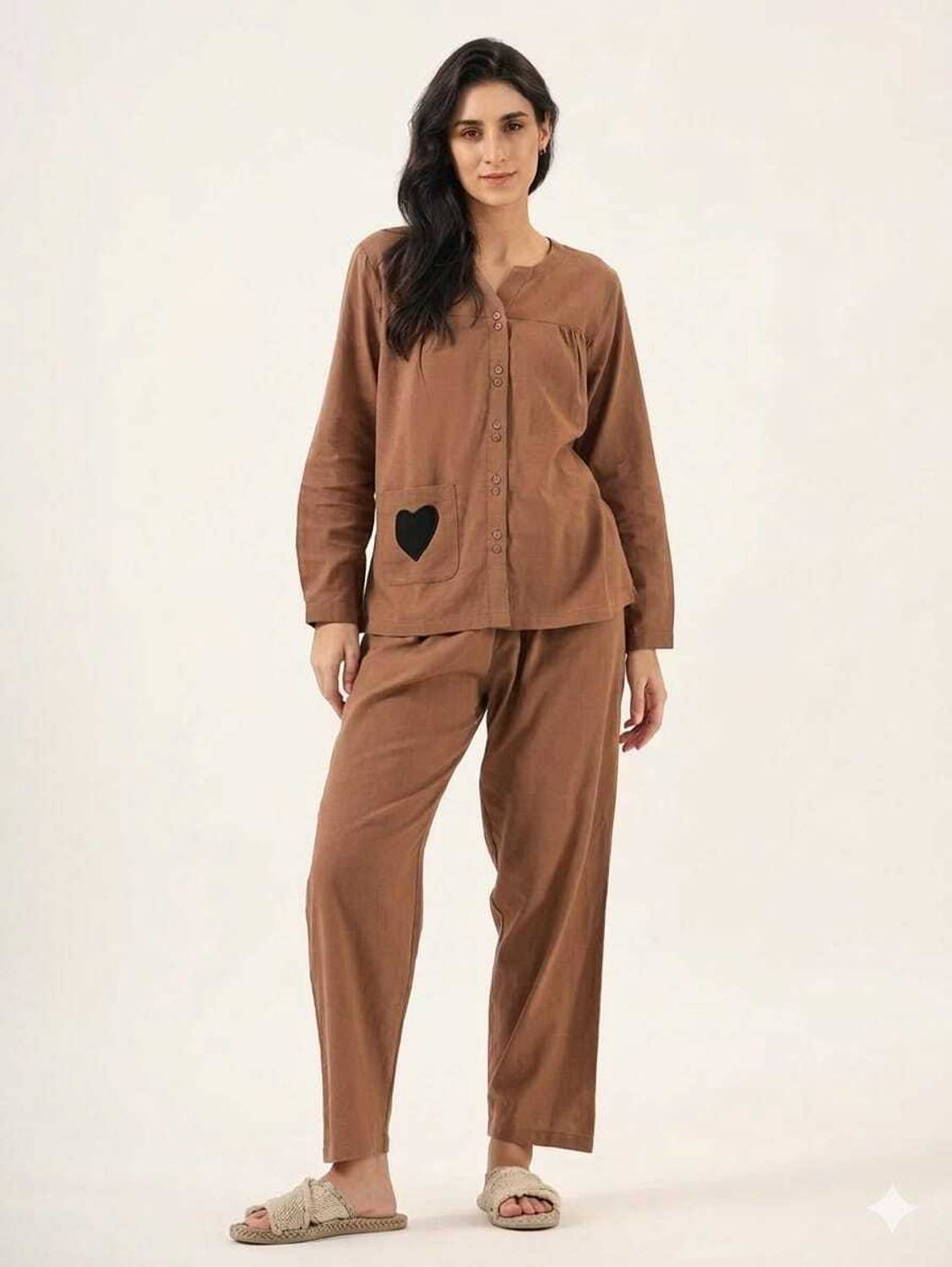 ABHIJEETGARMENT Women Printed Brown Top & Pyjama Set