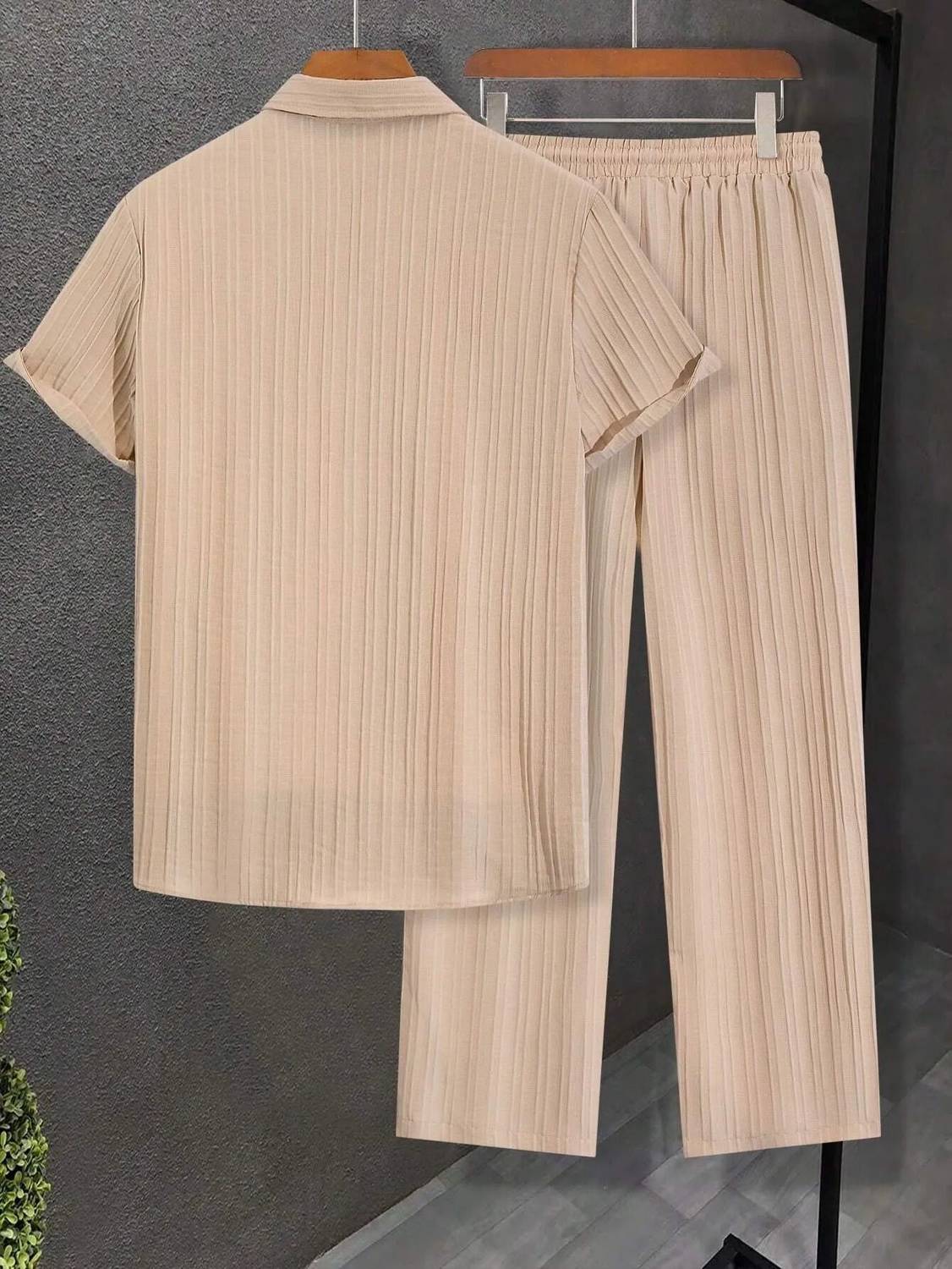HARI Men Beige Night Suit Set - Image 2