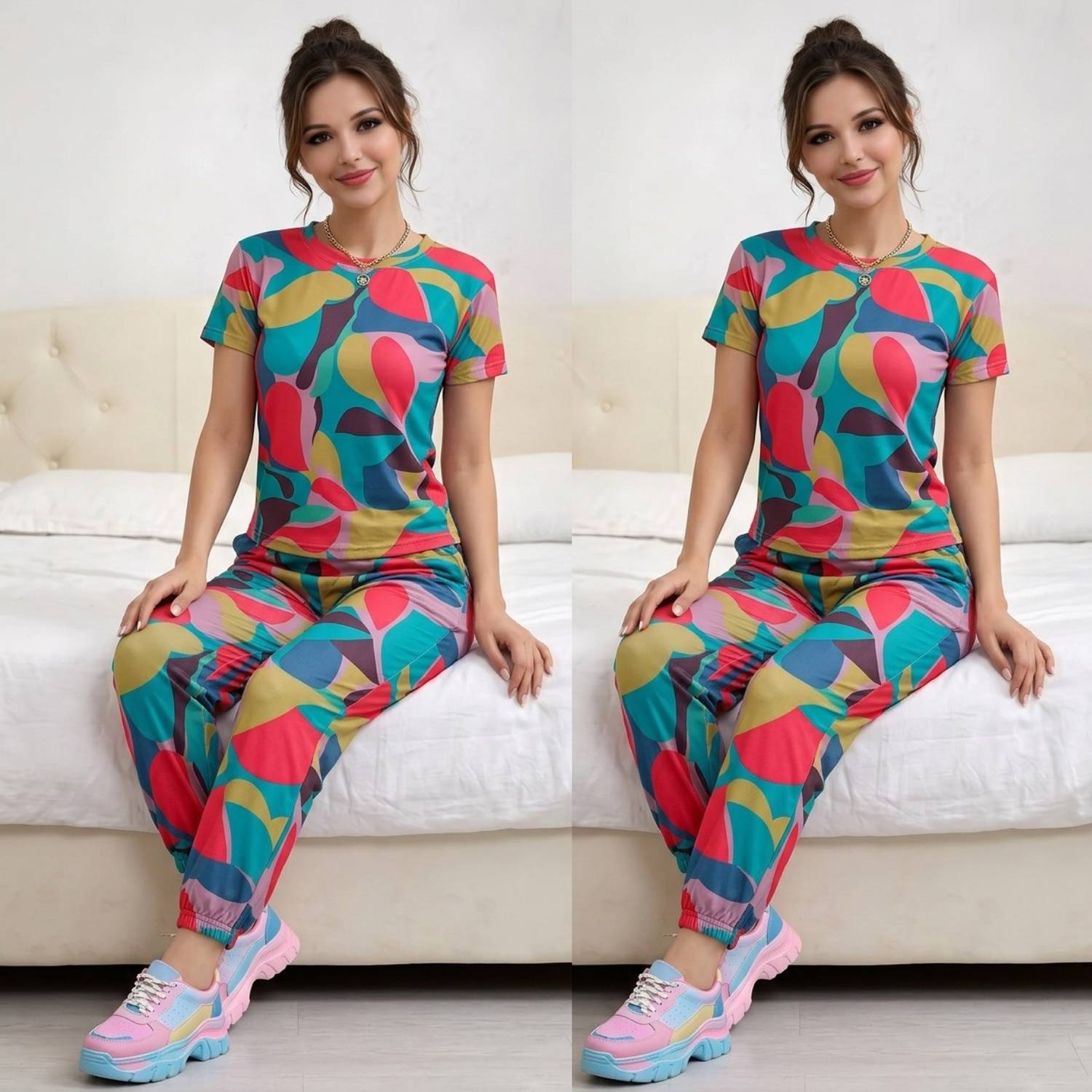ADIXUS Women Printed Multicolor Night Suit Set