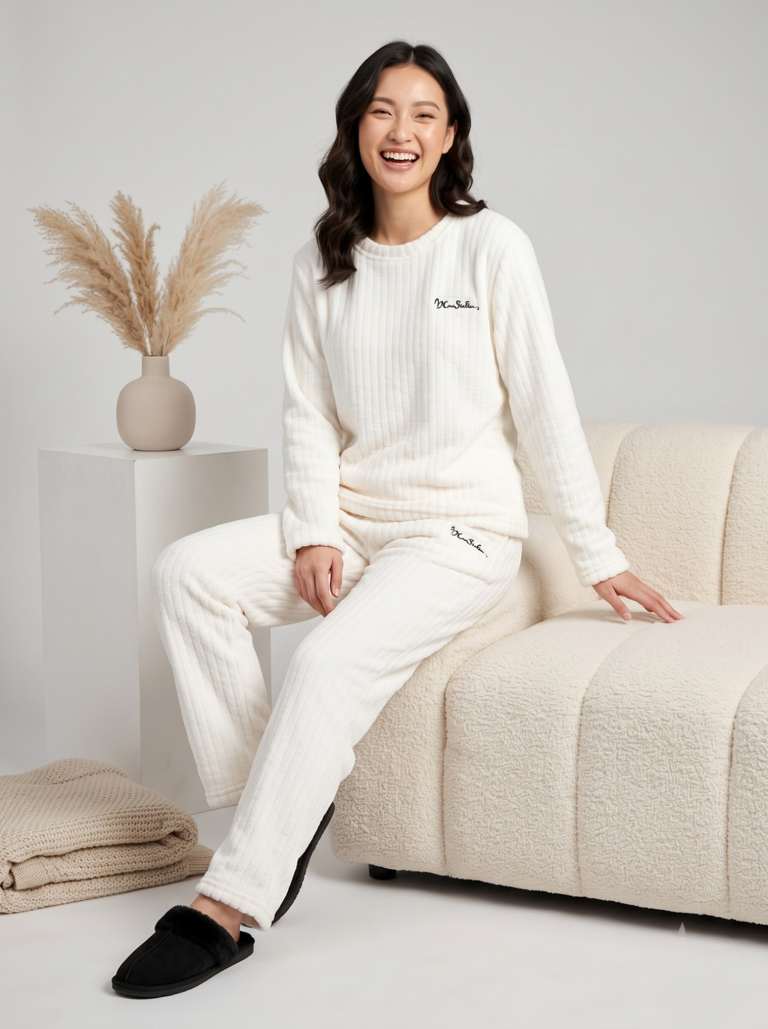Image of Lugo Women Self Design White Night Suit Set