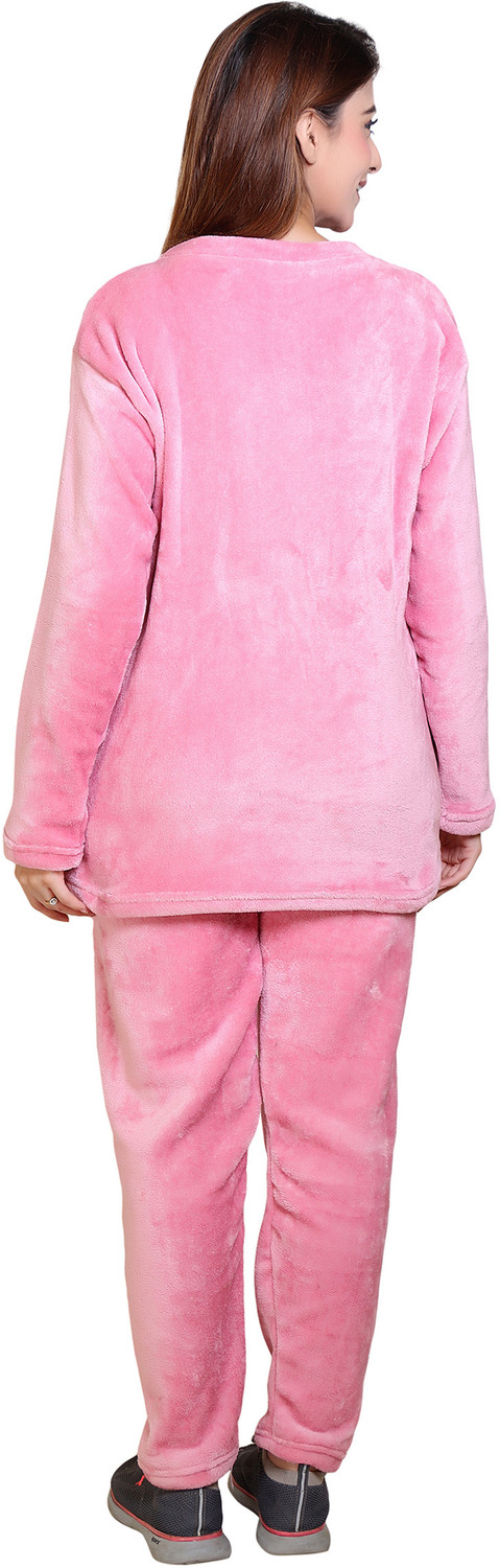 Image of RG BY SS CLOTHING Women Solid Pink Top & Pyjama Set
