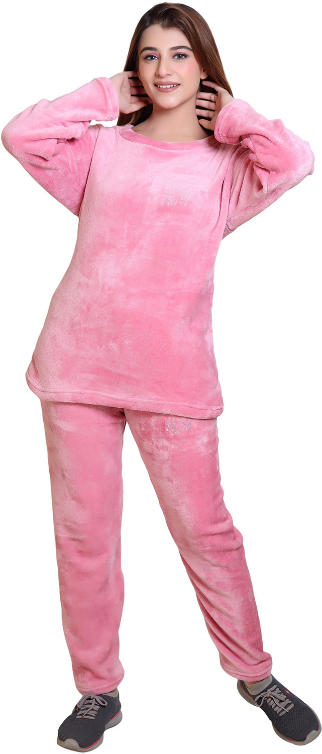 Image of RG BY SS CLOTHING Women Solid Pink Top & Pyjama Set