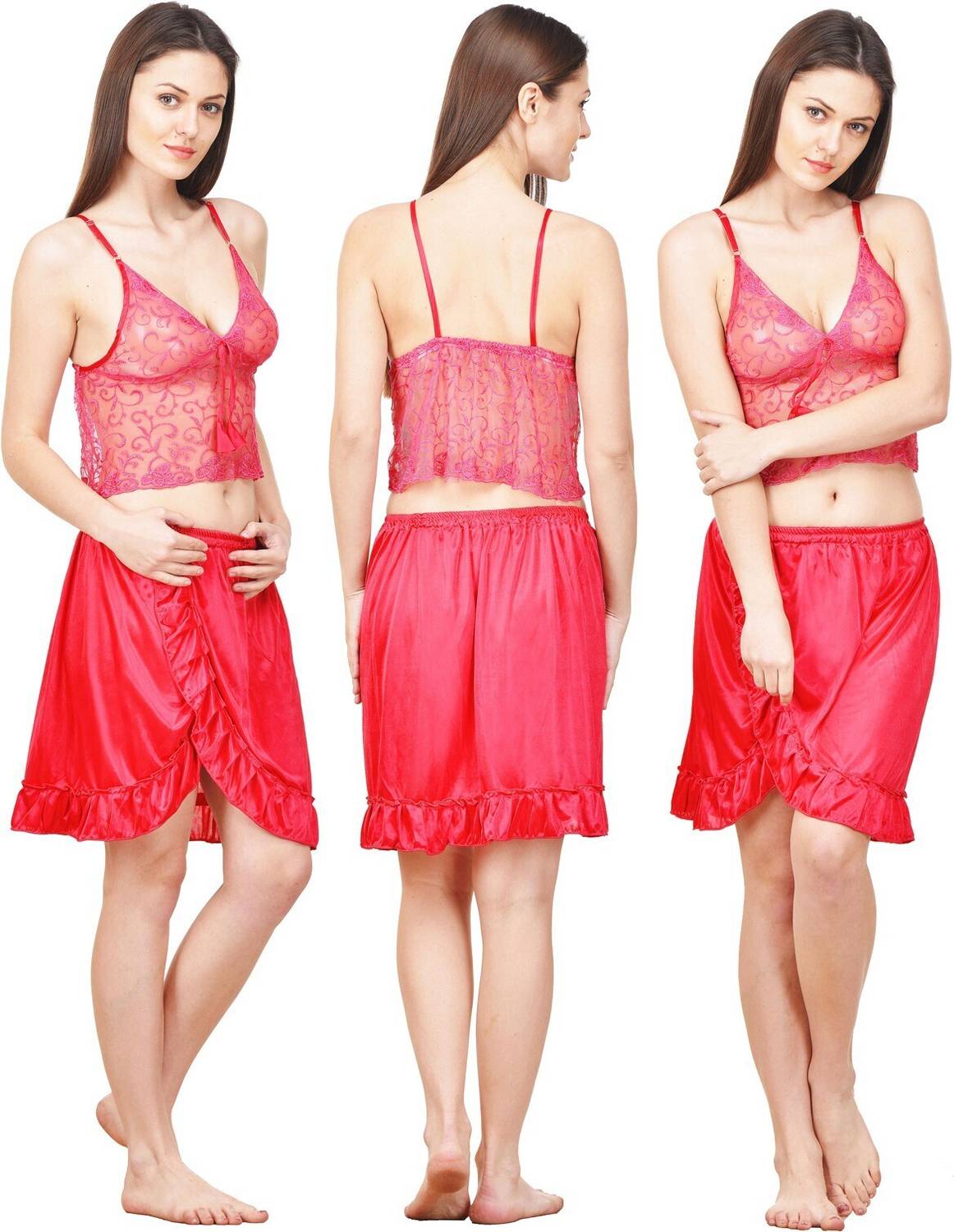 Boosah Women Solid, Self Design Pink Top & Shorts Set