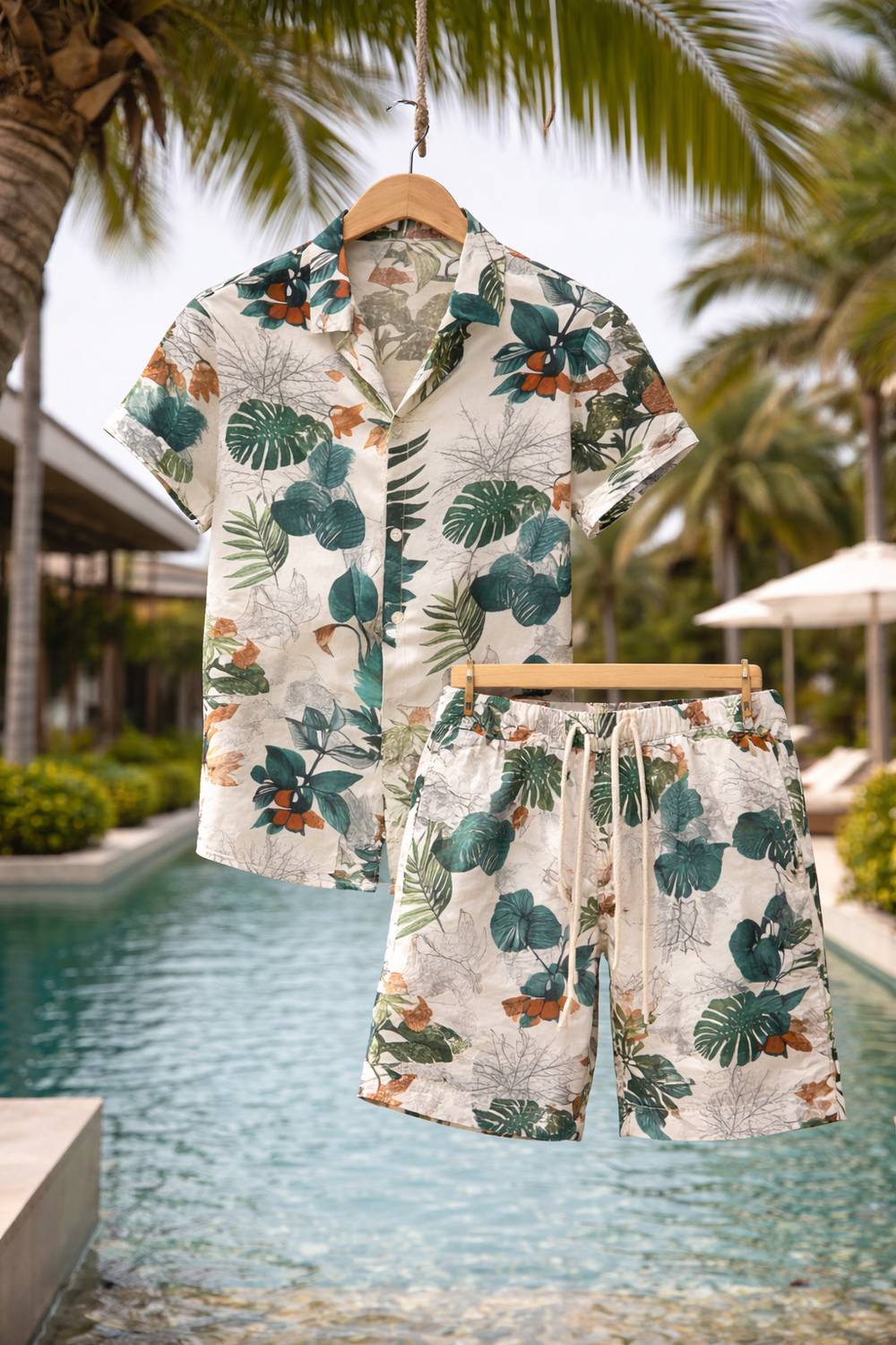 Byaara Men Floral Print, Printed Multicolor Top & Shorts Set