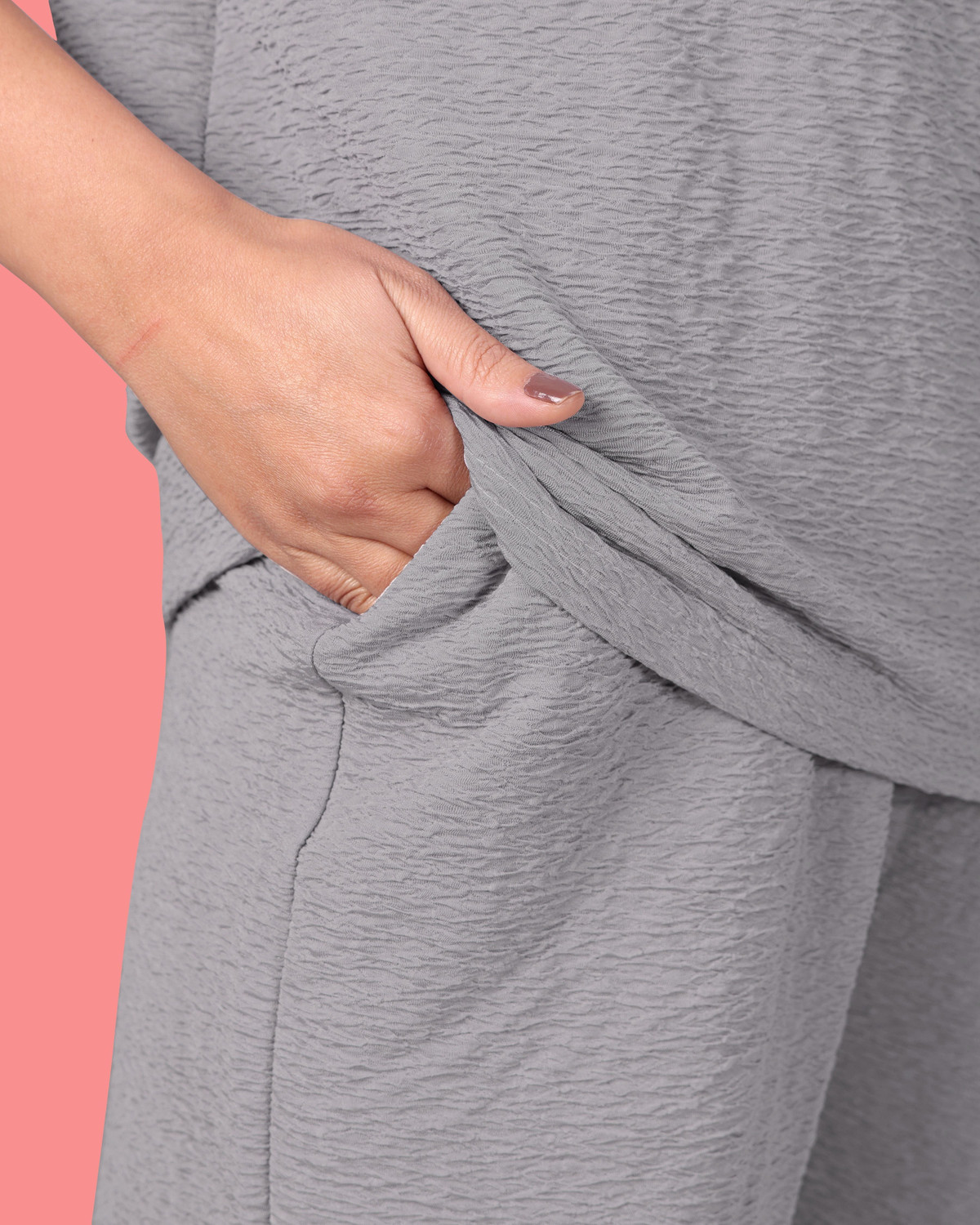 Image of METRONAUT Women Solid Grey Top & Pyjama Set