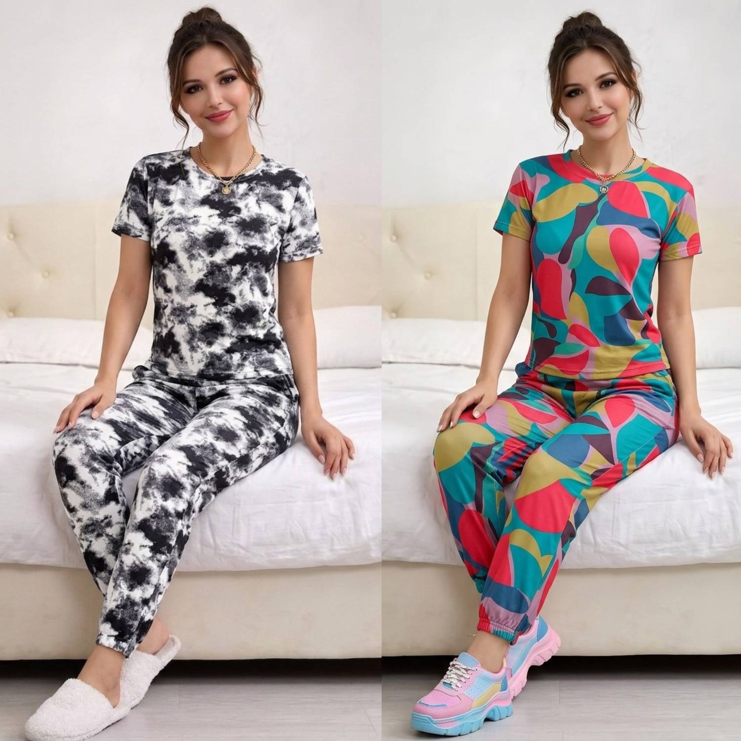 ADIXUS Women Printed Multicolor Night Suit Set