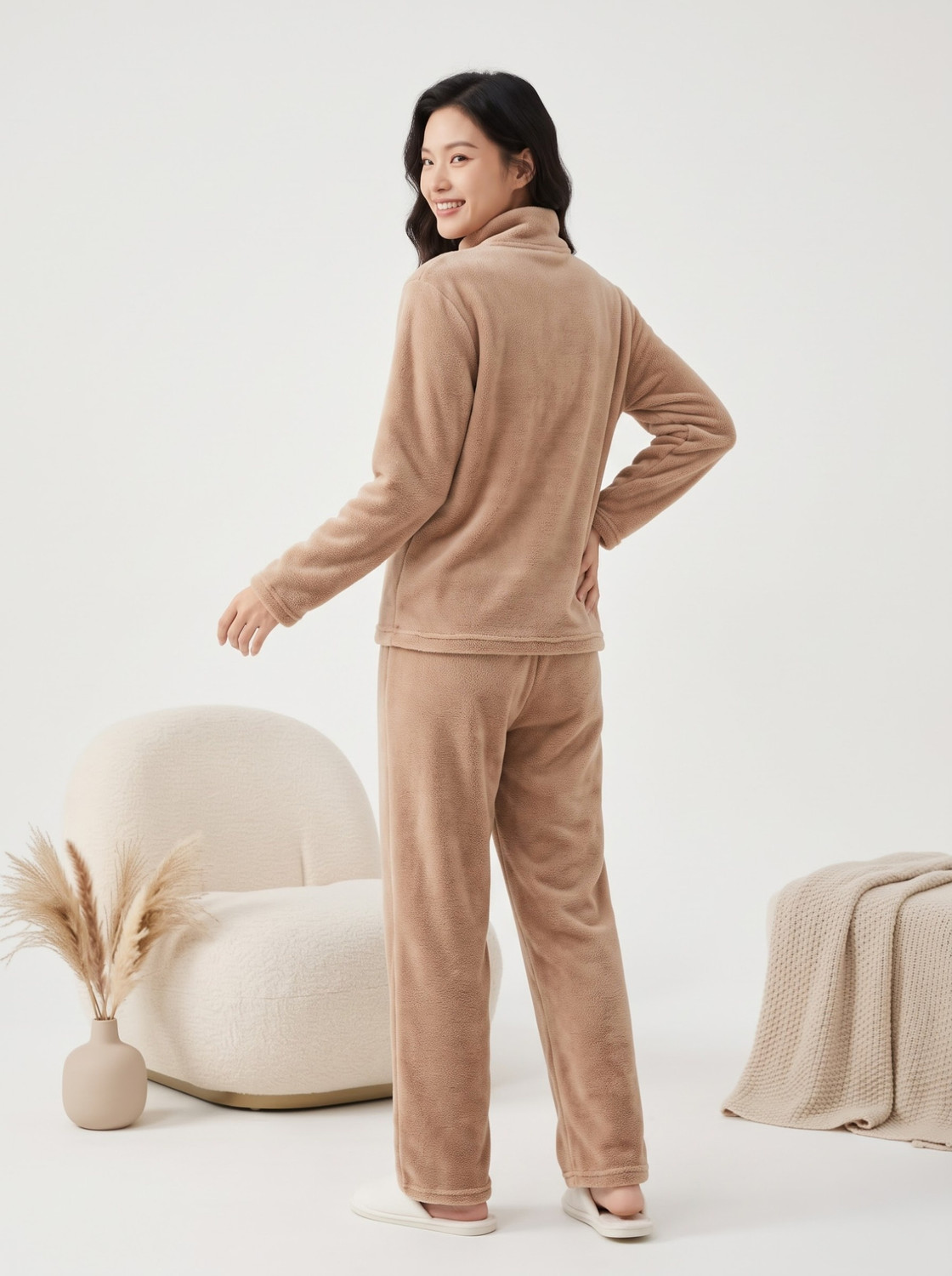 Image of Lugo Women Solid Brown Night Suit Set