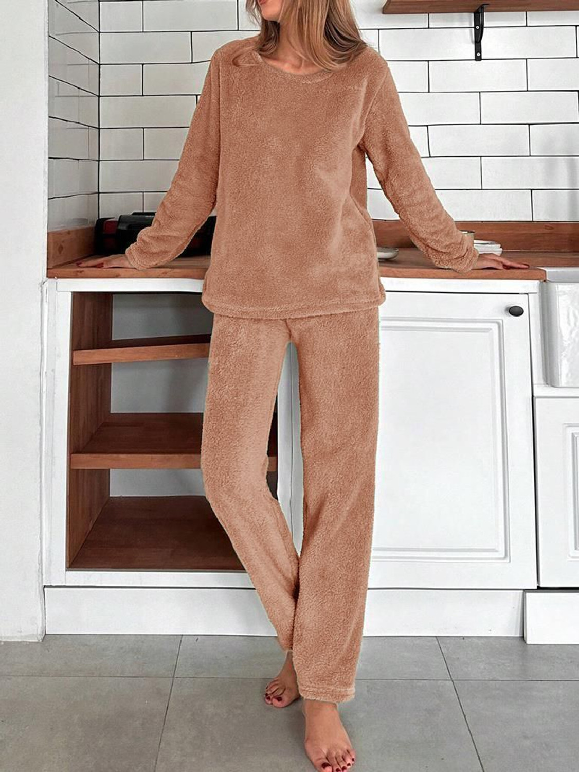 Image of KOTTY Women Solid Brown Night Suit Set